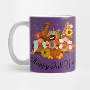 Happy Fall y'all Gnomes Halloween Autumn Thanksgiving Christmas and Fall Color Lovers Mug